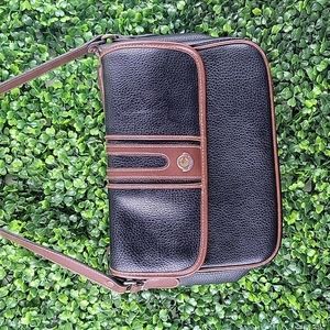VINTAGE America Black/Brown Leather MultiPocket Crossbody Purse